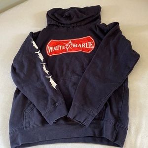 Navy white marlie sweatshirt with fish detail on sleeve